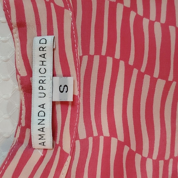 AMANDA UPRICHARD Junior Red/White Wavy Stripe Front Tie Silk Dress-EUC-Sz SP - Picture 7 of 12